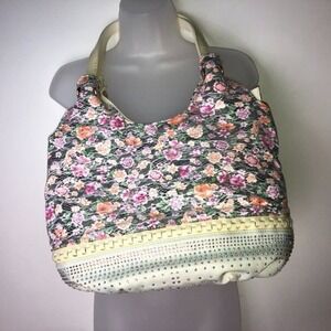 White & Floral Lace‎ Bejeweled Shoulder Bag Large NWOT